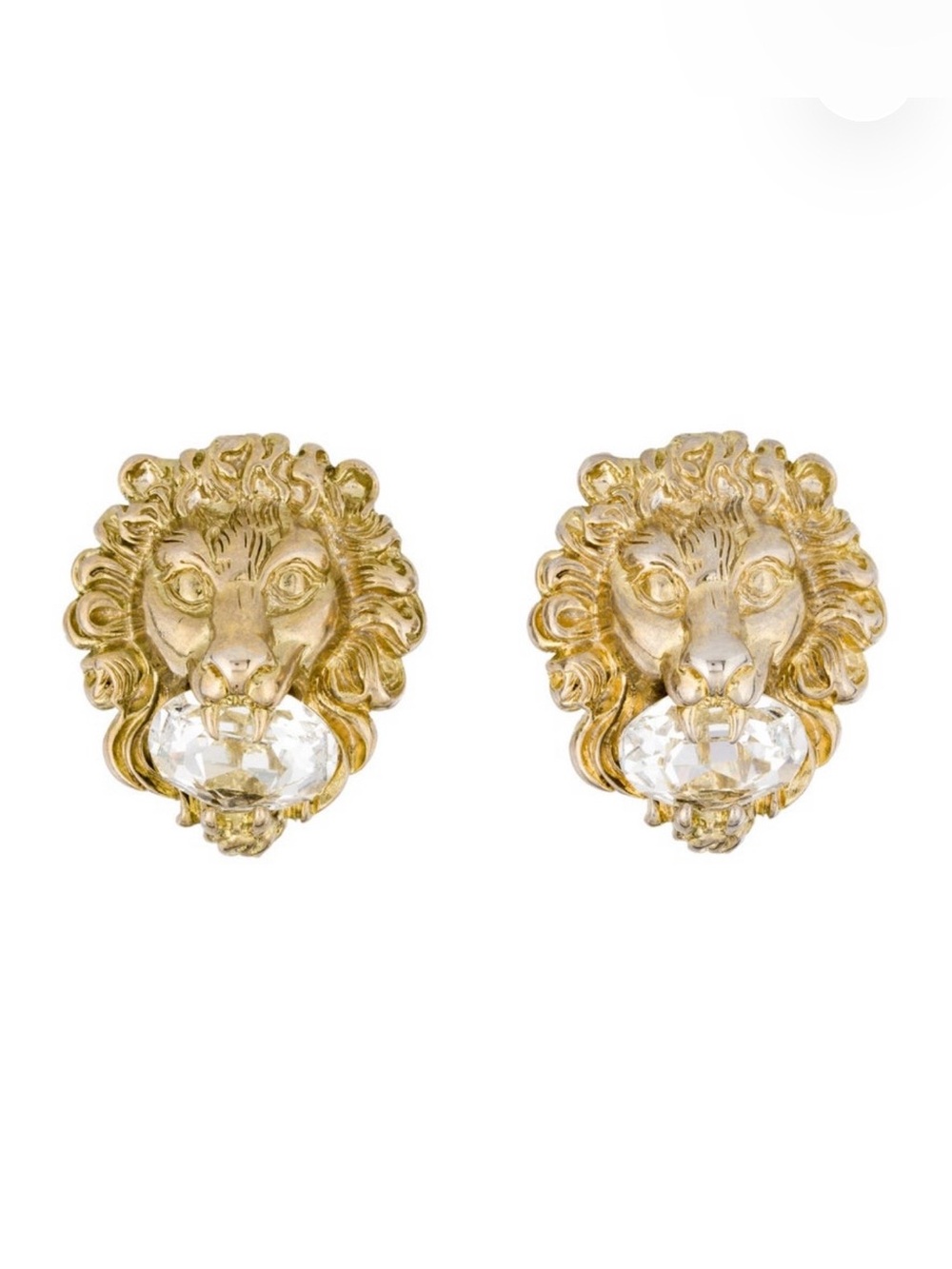 Gucci Lion Head Crystal Clip on Earrings